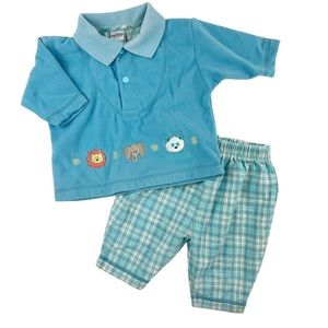 Vintage Oshkosh B’Gosh 2-Piece Pants Top Animals Outfit Size 0-3 Month’s
